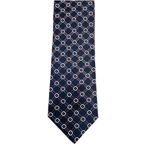 John‎ W. Nordstrom Silk Mens Tie Blue Brown White Geometric USA 3.5"x63"